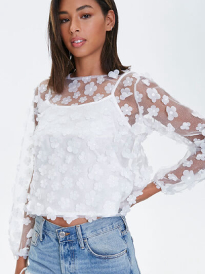 Sheer Floral Twofer Top