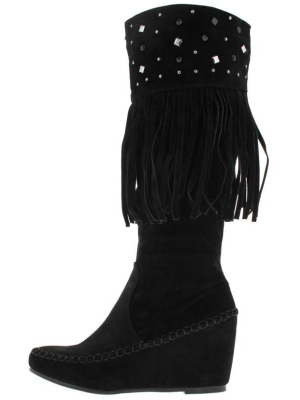 Bridget03h Black Fringed Rhinestone Boot