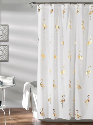 Flamingo Shower Curtain Gold - Lush Décor