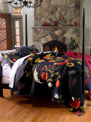 Plow & Hearth - Ansley Cotton Quilt Set With Folk Art Color Palette, King Size