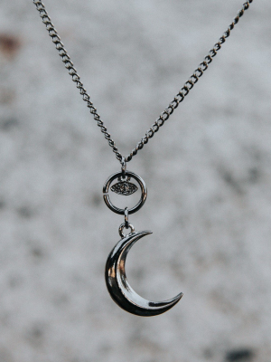 Deep Silver Evil Eye And The Moon Necklace