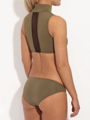 Naomi Low Rise Full Bikini Bottom - Khaki Green