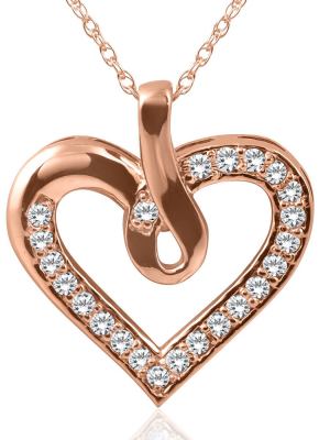 Pompeii3 14k Rose Gold 1/4ct Diamond Heart Pendant Necklace New