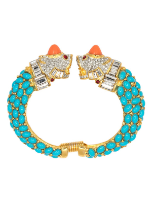 Turquoise & Light Coral Cabochon Bracelet