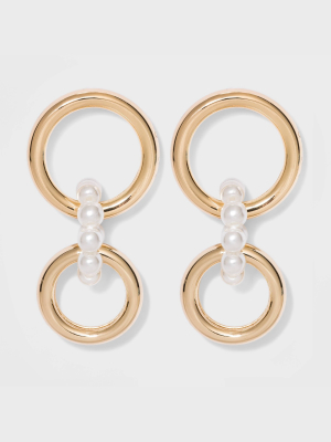 Sugarfix By Baublebar Link Hoop Earrings With Pearl - Pearl/gold