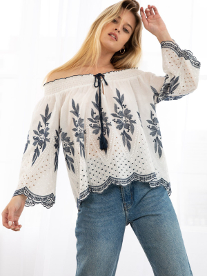 Dearest Embroidered Off Shoulder Top