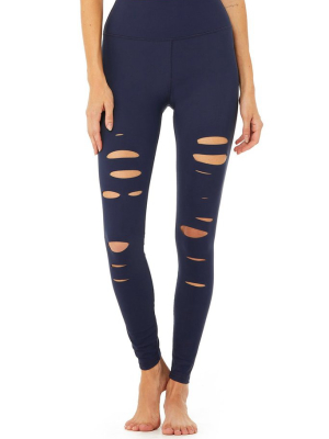 High-waist Ripped Warrior Legging - Rich Navy