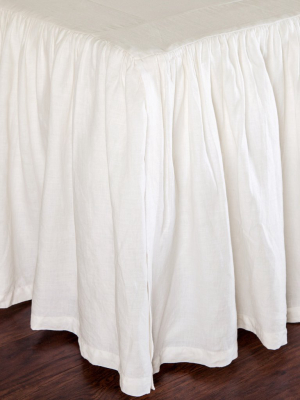 Gathered Linen Bedskirt - Cream