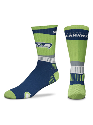 Nfl Seattle Seahawks Fan Crew Socks - L