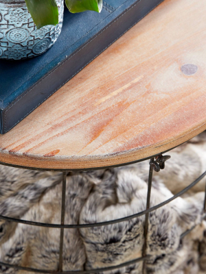 Olivia & May Set Of 3 Weave Baskets With Wooden Lids