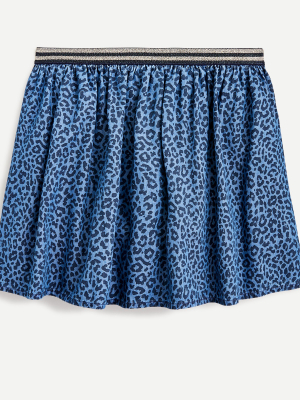Girls' Pull-on Leopard Chambray Skirt