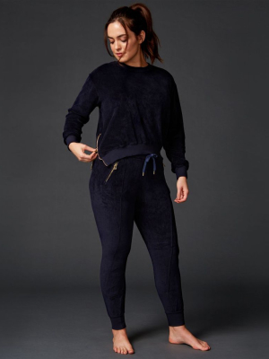 Velour Zip Pocket Pintuck Pant