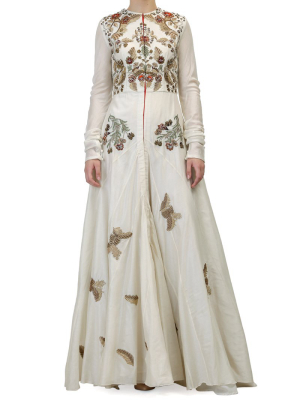 Round Neck Embroidered Gown