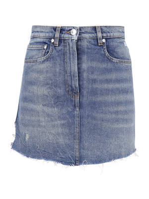 Msgm Rear Logo Patch Denim Shorts