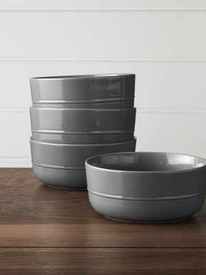 Set Of 4 Hue Dark Grey Bowls