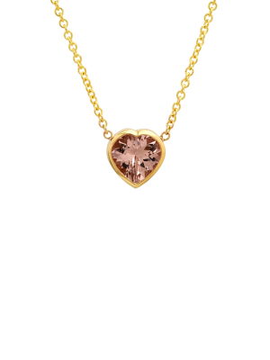 14k Yellow Gold Morganite Heart Gypsy Necklace