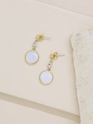 Love By The Moon White Drop 18k Gold Plated Earrings