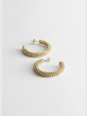 Rhinestone Stripe Hoop Earrings