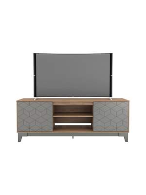 72" Hexagon Tv Stand Cinnamon/gray - Nexera