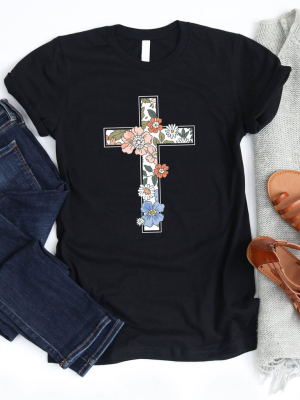 Floral Cross Graphic Tee