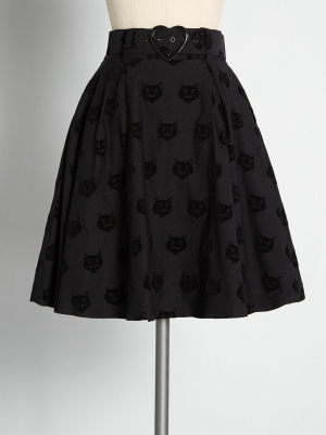 Black Cat Crossing Your Path Skater Skirt