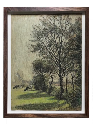 Evert Rabbers Framed "holland Grazing" Drawing