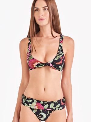 Katy Front Knot Bikini Top - Life Flower Print