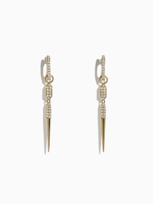 Effy D'oro 14k Yellow Gold Diamond Vertical Earrings, 0.29 Tcw