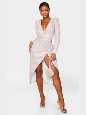 Shape Rose Plunge Front Split Drape Midi Dress