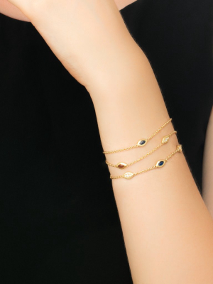 Three Link Bracelet With Diamonds And Cognac Enamel