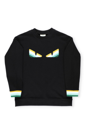 Fendi Kids Eyes Embroidered Crewneck Sweatshirt