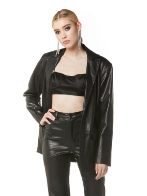 Vegan Leather Oversized Blazer