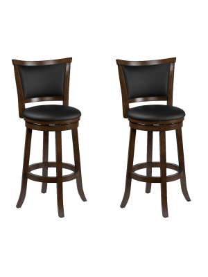 Set Of 2 Counter And Barstools Black Brown - Corliving