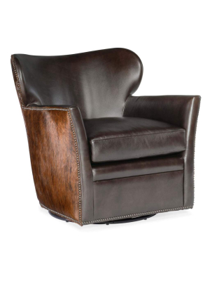 Kato Leather Swivel Chair, Dark Brindle