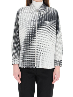 Prada Abstract Check Printed Zipped Shirt