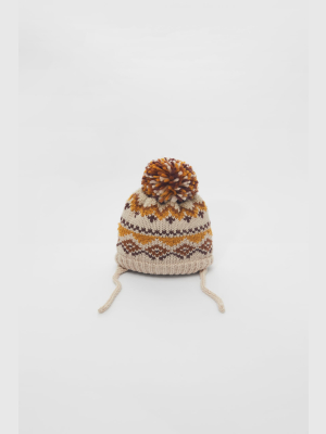 Jacquard Cap With Pompom