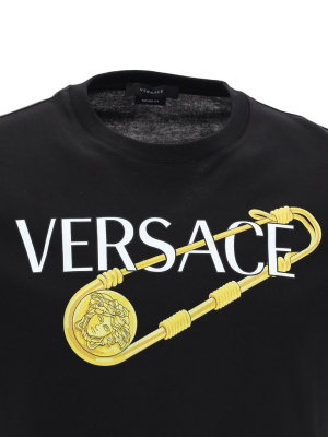 Versace Logo Safety Pin Print T-shirt