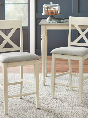 Set Of 2 24" Montreal Cross Back Stools White - Lifestorey