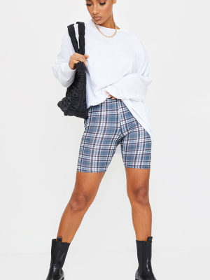 Grey Check Bike Shorts