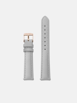 Strap 16 Mm Leather Grey, Rose Gold Colour
