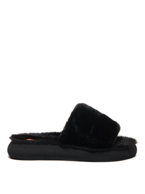 Stratus Black Fur Slide Sandal
