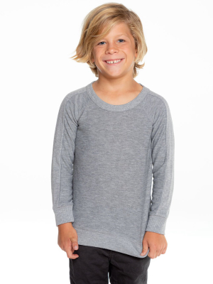 Boys Cozy Knit Long Sleeve Rib Panel Raglan Pullover