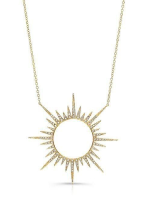 14kt Yellow Gold Diamond Open Sunburst Necklace