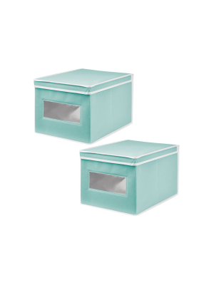 Mdesign Soft Fabric Closet Storage Organizer Box, Large, 2 Pack