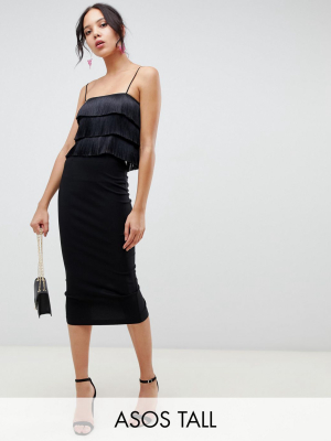 Asos Design Tall High Waisted Longerline Pencil Skirt