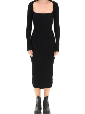 Ganni Ribbed Knit Midi Dress