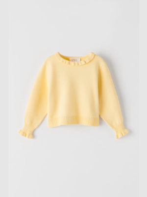 Knit Sweater With Ruffles