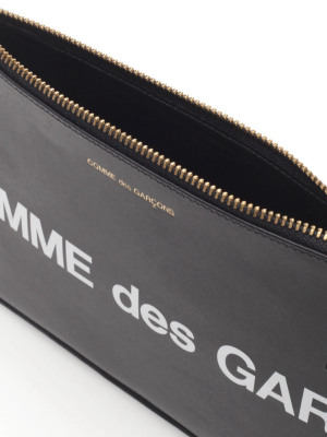 Comme Des Garçons Wallet Logo Print Pouch Bag