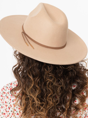 Beige Wool Wide Brim Western Hat