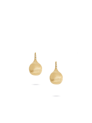 Marco Bicego® Africa Boule 18k Yellow Gold And Diamond Medium French Wire Earrings